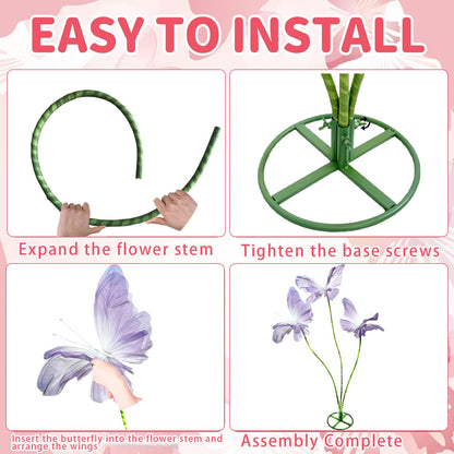 3Pcs Giant Silk Butterfly Decorations, Large Butterflys Decoration with Standing Base, for Wedding Ceremony Birthday Party Baby Shower Church Backdrop Decoration Home Decor (Pink)