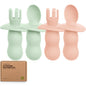 KeaBabies 4-Pack Silicone Baby Spoons and Forks Set - Baby Led Weaning Utensils 6-12 Months, Self Feeding Toddler Spoon & Fork for Training, Teething, Easy to Hold, BPA-Free Silicone (Roseate)