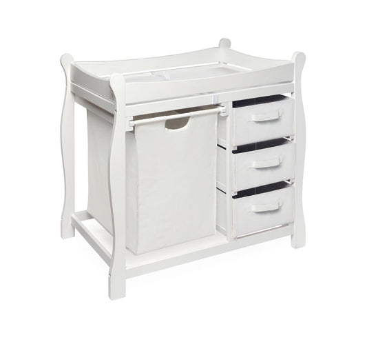 Badger Basket Sleigh Style Baby Changing Table with Laundry Hamper and 3 Storage Drawers - Espresso