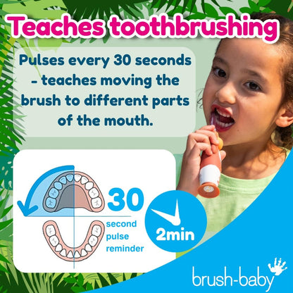 brush-baby WildOnes™ Rechargeable Kids Electric Toothbrush – Toby Tiger | Flashing Lights, 2-Min Timer, Waterproof, 3 Brush Heads | Toddler & Child Toothbrush Ages 0-10 | Soft Bristles