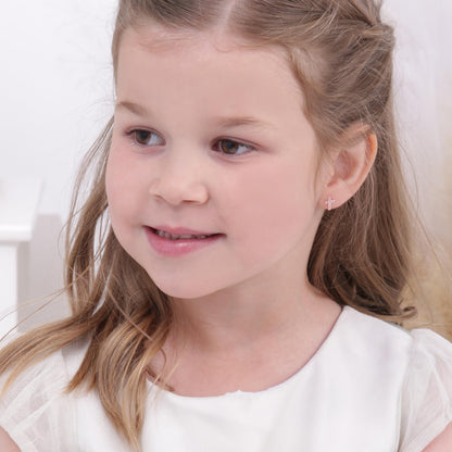 Cherished Moments Children's Sterling Silver or Gold-Plated Cross Earrings with CZs and Safety Screw Backs for Baptism, Christening and First Communion Gifts for Girls
