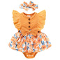 Sinhoon Baby Girl Clothes Newborn Ruffled Sleeveless Romper Floral Dreesy Bodysuit Heaedband 3pcs Baby Girl Summer Clothes