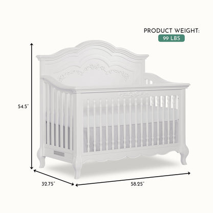 Evolur Aurora 5-in-1 Convertible Crib in Ivory Lace, Greenguard Gold Certified, Features 3 Mattress Height Settings, Sturdy and Spacious Baby Crib, Wooden Furniture