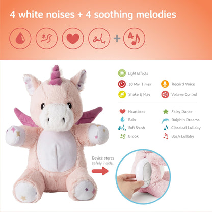 Cloud b Sound Machine with White Noise Soothing Sounds | Cuddly Stuffed Animal & Nomadic Nightlight | Record Parent Voice | Adjustable Settings & Auto-Shutoff | LoveLight™ Buddies - Drake The Dragon™