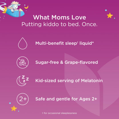 Hyland's Kids Sleep Calm and Immunity with Melatonin, Promotes Sleep and Supports Immune Health, Ages 2 and up, Grape Flavor, 4 Fl. Oz.
