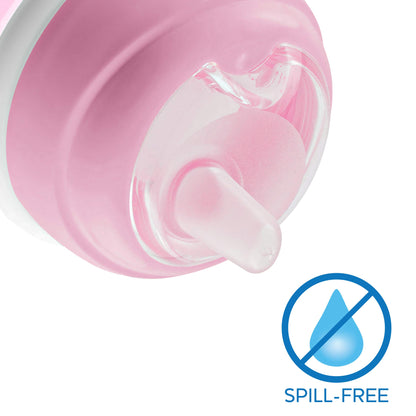 Chicco Transition Sippy Cup with Silicone Spout and Spill-Free Lid 7oz.| Calibration Markings | Removable Handles | Top-Rack Dishwasher Safe | Easy to Hold with Ergonomic Indents | Pink| 4+ Months