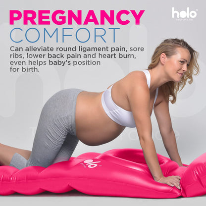 HOLO The Original Inflatable Pregnancy Pillow - Full Body Maternity Airbed/Float with Hole for Tummy - Sleeping Support & Comfort - Say Goodbye to Pregnancy Related Aches and Pains (White Sand)
