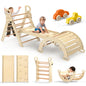 BlueWood Pikler Triangle Set 7-in-1 Foldable Baby Climbing Wooden Toys with Arch&Ramp&Ladder Climber Indoor Jungle Gyms for Toddlers - Rainbow