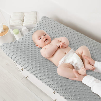 Susurration 2Pack Changing Pad Covers Super Soft Minky Dots Plush Changing Table Covers 33x17x7in Breathable Changing Pad Sheets for Unisex Baby Girls and Boys (Beige&Brown)