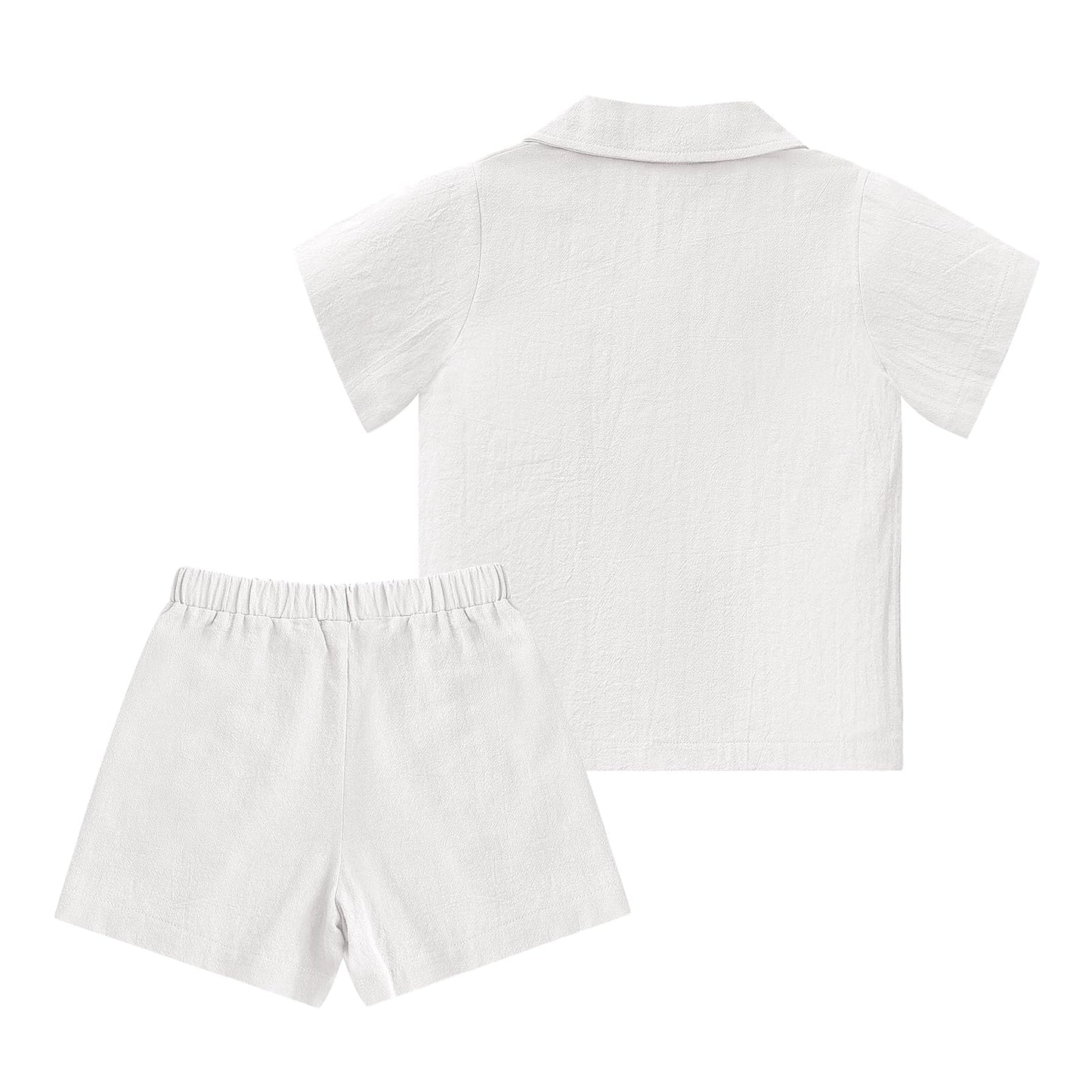 XMWEALTHY Toddler Baby Boy Summer Clothes Color Block Short Sleeve Button-down Shirt Tops + Cotton Pants Outfit Set