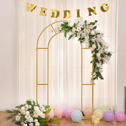 Double Arch Backdrop Stand Metal Open Arch Backdrop Frame U Shaped Wedding Arches for Ceremony Baby Shower Garden Birthday Party Decoration (Gold, 6FT×3FT)