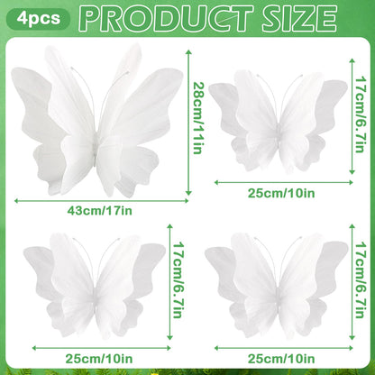 SUNBEAUTY Butterfly Party Decorations, 3D Paper Butterfly Decoration, Hanging Paper Butterfly for Baby Shower Decorations Girls, Women, Paper Flowers for Wall Decoration, Set of 4