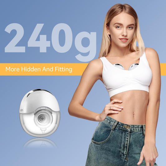 Hands Free Breast Pump Wearable MY-375 - Strong Suction, Low Noise, Wearable Breastfeeding Pump with 4 Mode &12 Levels, Portable Electric Breast Pump 24mm - 17/19/21/Insert/Flange, 2 Pack (White)