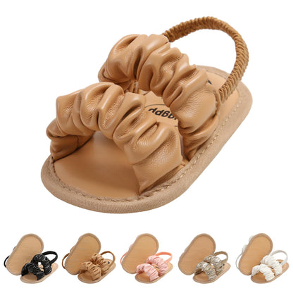 CoKate Baby Girls Sandals Ruffle Bowknot Premium Soft Sole Anti-Slip Open Toe Breathable Summer Outdoor First Walker Shoes Baby Sandals 0-3 months girls
