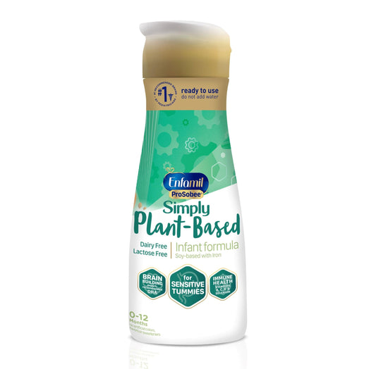 Enfamil Prosobee Plant based Baby Formula, for Sensitive Tummies, Soy-based Plant Sourced Protein, Vitamins for Immune Support, Lactose-free, Milk free, Gluten free, 32 Fl Oz Bottle (4 count)