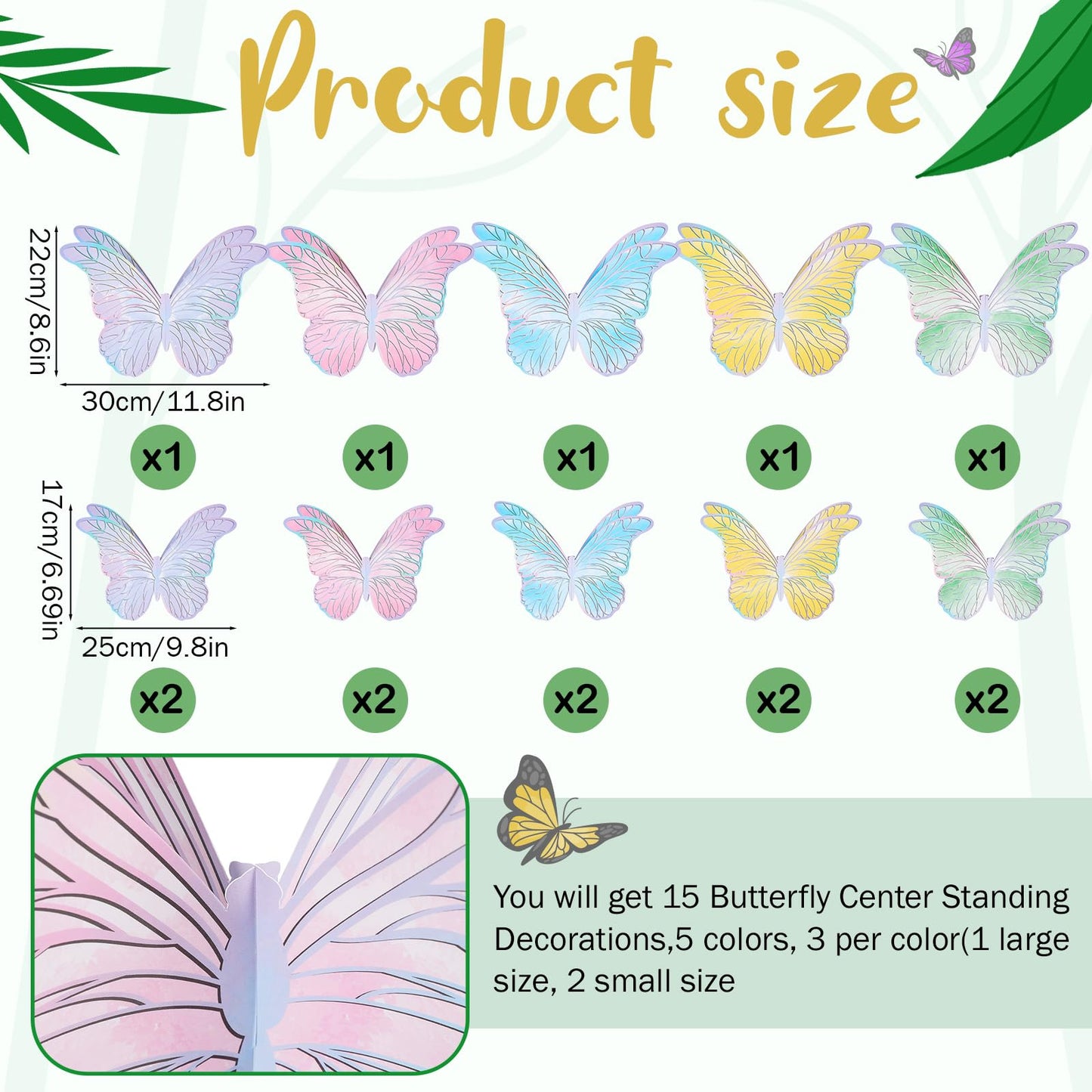 Yexiya 15 Pieces Butterfly Table Centerpiece Birthday Party Decorations Table Toppers Centerpieces Butterfly Theme Party Decor for Birthday Shower Supplies (Classic)