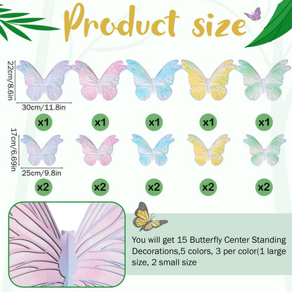 Yexiya 15 Pieces Butterfly Table Centerpiece Birthday Party Decorations Table Toppers Centerpieces Butterfly Theme Party Decor for Birthday Shower Supplies (Classic)