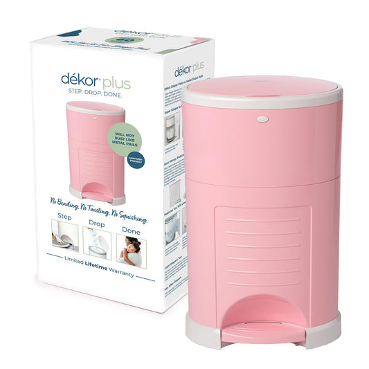Diaper Dekor EKO Plus Diaper Pail Gift Set, White | ONLY Eco-Friendly Diaper Pail Made with 70% Recycled Materials | Comes with up to a Year's Supply Worth of Diaper Dekor Refills!