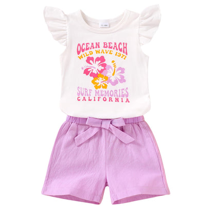 YOUNGER TREE Toddler Baby Girls Clothes Sunflower T-shirt + Bowknot Shorts with Cute Summer Girl Clothes Set