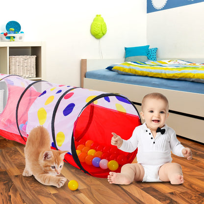 PigPigPen Pop Up Play Tunnel Tent for Toddlers Babies or Dogs, Indoor & Outdoor Toys for Kids Backyard Playset. (Red,Yellow,Blue)