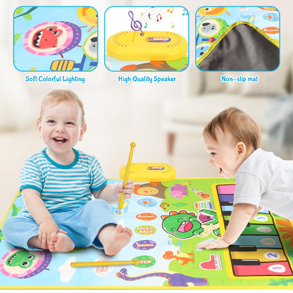 Baby Toys for 0-6 Months, Dinosaur Musical Mat Montessori Sensor Toys 1 Year Old，Easter Basket Stuffers Gifts for 2 3 4 Year Old Toddler Boys Girls