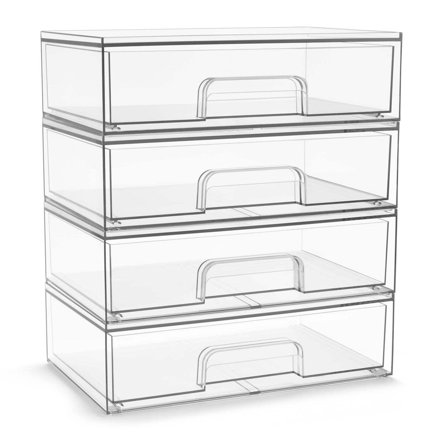 Sorbus Acrylic Storage Containers - 2 Pack, Stackable Storage Bins Set for Bathroom Organization - Clear Acrylic Drawer Organizers - Makeup Case Pull-Out Drawers (7.6’’ and 4.4’’ Tall)