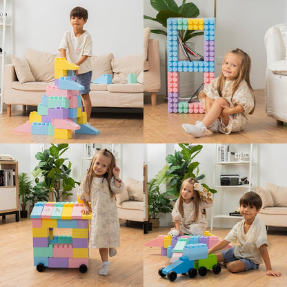 Giant Plastic Blocks Jumbo, Big Blocks, Jumbo Blocks, Big Building Blocks Jumbo, Giant Blocks, Huge Blocks, Jumbo Building Blocks, 86 Pieces Large Blocks for Kids Ages 1 to 8 86 pcs blocks with wheels
