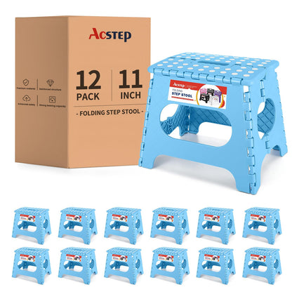 ACSTEP Folding Step Stool 9'' Tall Kids Step Stool Holds Up to 300 lb Plastic Foldable Step Stools for Kids Non-Slip Surface with Carry Handle Collapsible Stool for Home, Outdoor and Indoor(Black)