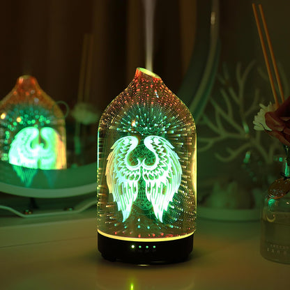 Essential Oil Diffuser Hand Blown Glass Aromatherapy Diffuser - Ultrasonic Cool Mist Scent Aroma Diffuser, Whisper Quiet with Auto Shut-Off, Timer Setting &7 Colors Night Light for Home