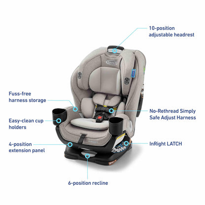 Graco Extend2Fit 3-in-1 Convertible Baby Car Seat, Rear and Forward Facing, Adjustable Extension Panel for Extra Legroom, Talia