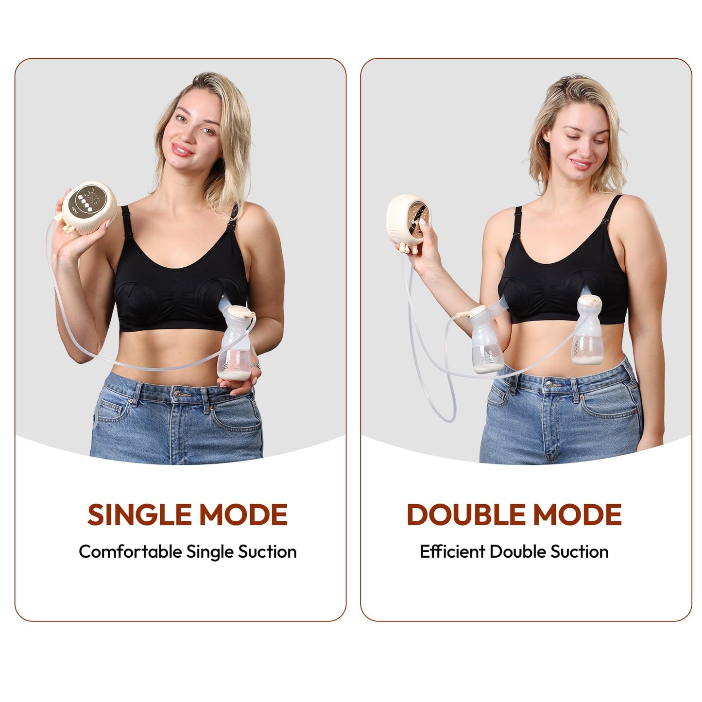 NCVI 8100 Double Electric Breast Pump Suitable for Large Nipples with 4 Modes|9 Levels, Anti-Backflow Milk Breastfeeding Pump with 24/28mm Silicone Flanges, Handheld Motor and LED Display, Ultra-Quiet