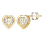 IEFWELL Heart Stud Earrings for Girls Women, S925 Sterling Silver Studs Hypoallergenic Earrings CZ Heart Earrings Initial Earrings for Teen Girls Kids Jewelry for Girls Gifts