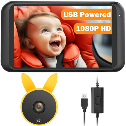 USB Baby Car Camera Plug-Play, 4.5" 1080P Easy Setup Backseat Camera with Flexible 360 Rotation, Clear Picture Rear Facing Car Seat Baby Monitor
