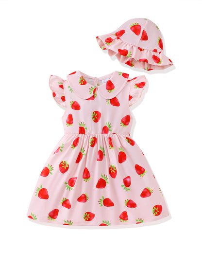 Renotemy Infant Baby Girl Dresses Toddler Girl Clothes Summer Cotton Linen Boho Smocked Sundress Gift for Girls with Hat