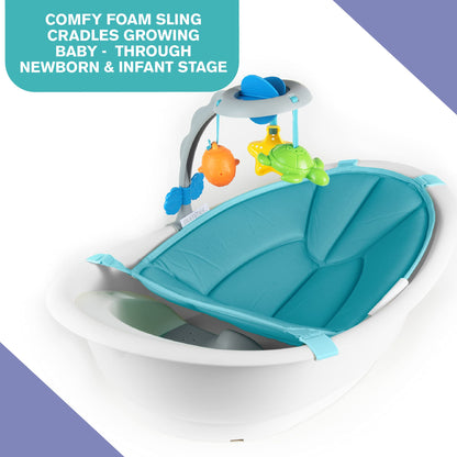 Ingenuity Room to Soak 4-in-1 Baby Bath Tub, Newborn to Toddler, Adjustable Full Coverage Sling, Supportive Seat, Includes 2 Pour & Rinse Cups, Easy Release Drain Plug, 0M+