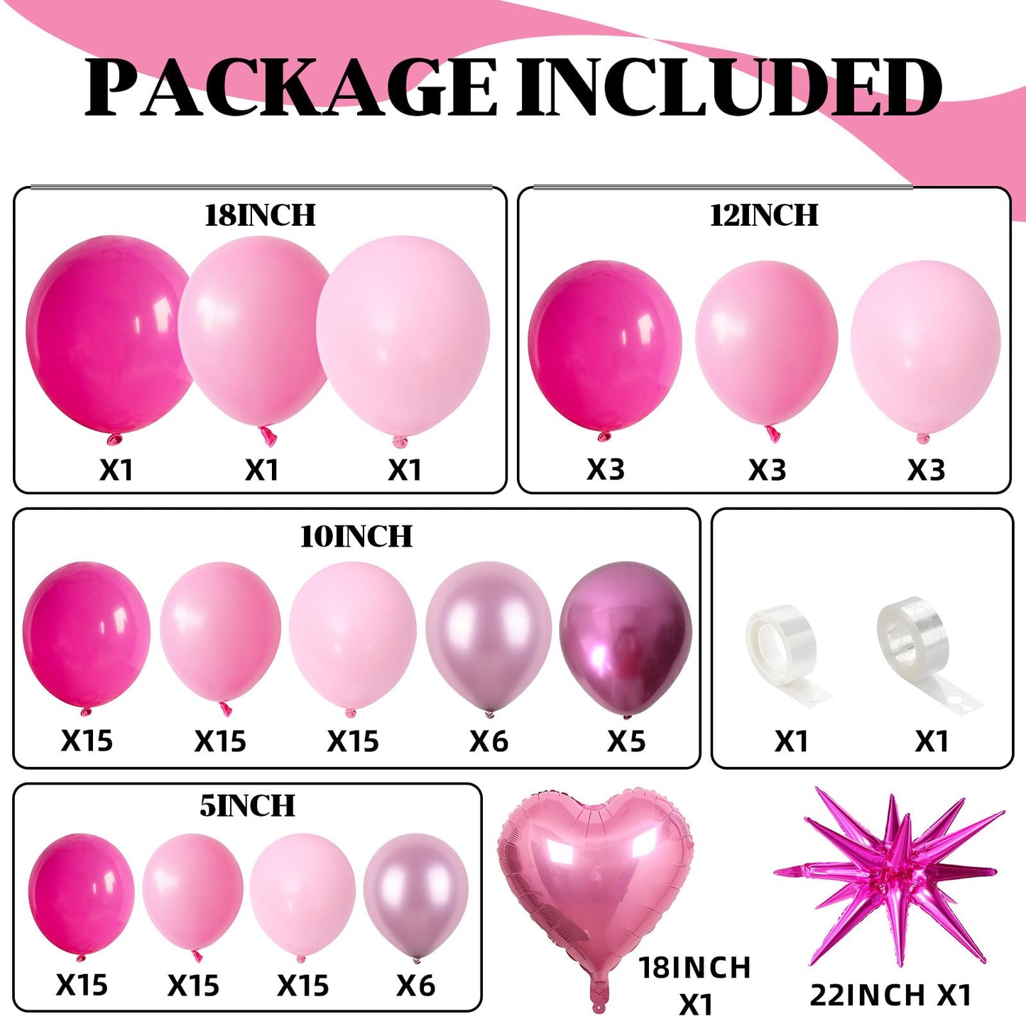Pink White Balloon Arch Kit, Double Stuffed Pastel Pink Ivory White Balloon Garland, Baby Pink Cream White Balloons with 3pcs 18Inch Clear Balloons for Girls Birthday Baby Shower Party Decorations