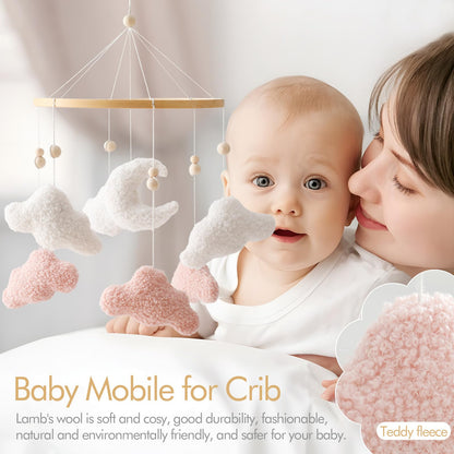 EERKEOD Baby Crib Mobile Bear Nursery Mobile for Boys Girls Teddy Velvet Mobile Nursery Decor for Infant Bedroom Hanging Baby Mobile for Bassinet Newborn Baby Gift（Brown Bear）