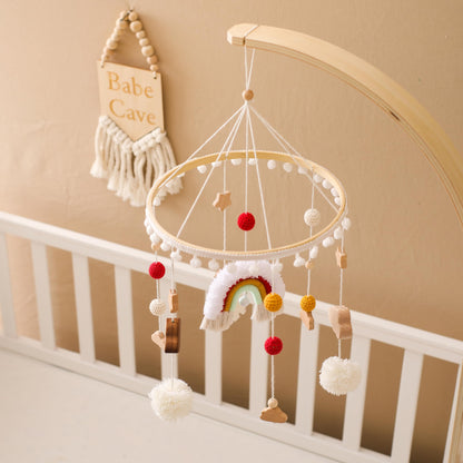Baby Crib Mobile for Boys Girls| Boho Nursery Mobile| Gender Neutral Hand-Crocheted Mobile| Ceiling Mobile - Stars, Clouds, Moon