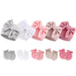 BQUBO Newborn Baby Girls Hats Mittens Set Hospital Hat Beanie Infant Bow Hats Baby Cotton Gloves for 0-6 Months