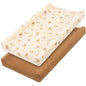 Muslin Changing Pad Cover 100% Cotton Diaper Changing Table Cover for Unisex Baby Boys Girls 2 Pack Changing Pad Sheets Brown