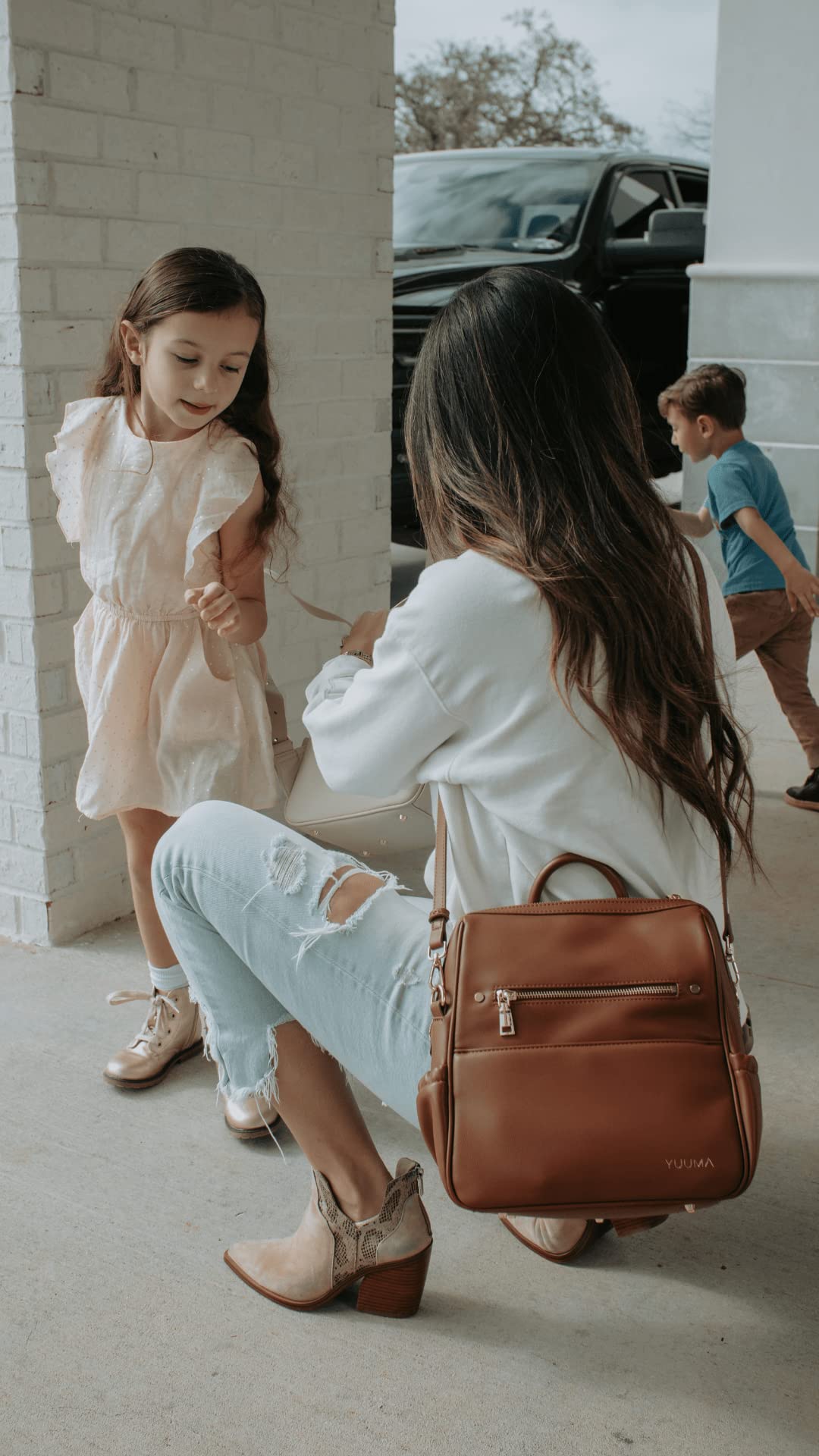 Mini Diaper Bag Backpack-Minimalist bag With Premium Vegan Leather Material With 7 Interior and 5 External Pockets (Onyx)