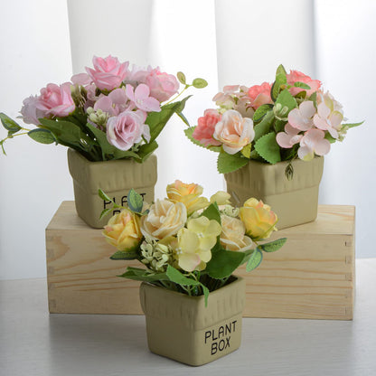 XONOR Artificial Flower Plants – Mini Fake Hydrangea Flowers in Pot for Home Decor Party Wedding Office Patio Table Desk Decoration, Set of 4, 3.3''(D) x 5.5''(H)