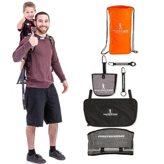 Piggyback SCOUT Toddler Carrier Backpack Deluxe - 6 Piece Set: Hip Belt, Carry Bag, Side Pocket, Mud Flap, Water Bottle & Selfie Stick Holders - For Ages 2-4 (Under 50 lbs) - Hiking & Travel