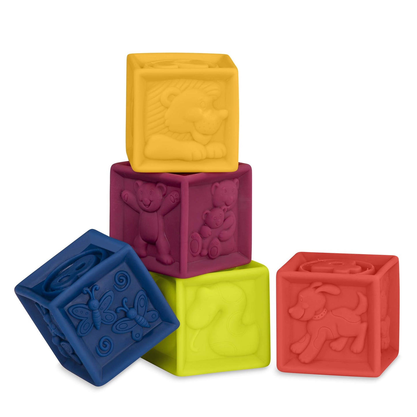 B. toys – Baby Blocks – Stacking & Building Toys For Babies – 10 Soft & Educational Blocks- Numbers, Shapes, Colors, Animals- One Two Squeeze- 6 Months +