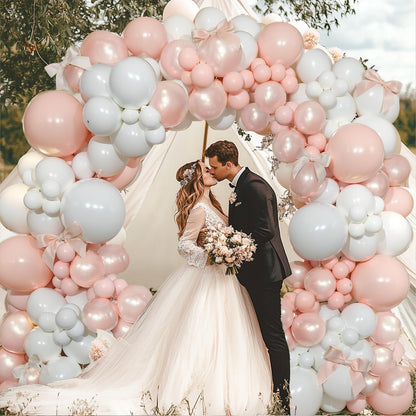 Black And White Balloon Arch Kit, Double Stuffed White And Black Balloons Garland Pearl White Sand Black Latex Balloons Different Size for Wedding Coquette Birthday Party Decorations