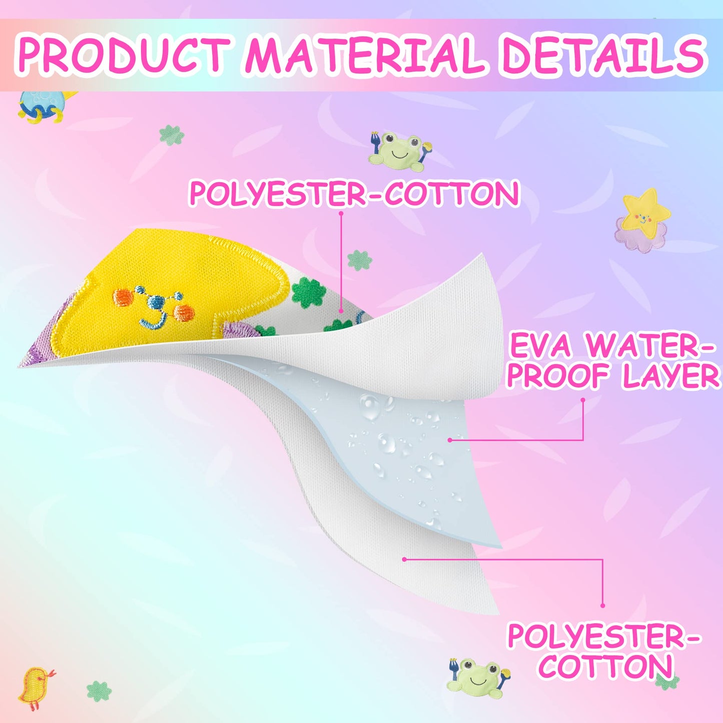 7Pcs Cotton Waterproof Baby Bibs Hook Loop Closure Newborn Bib Keepsake Baby Gift for Drooling Feeding Eating