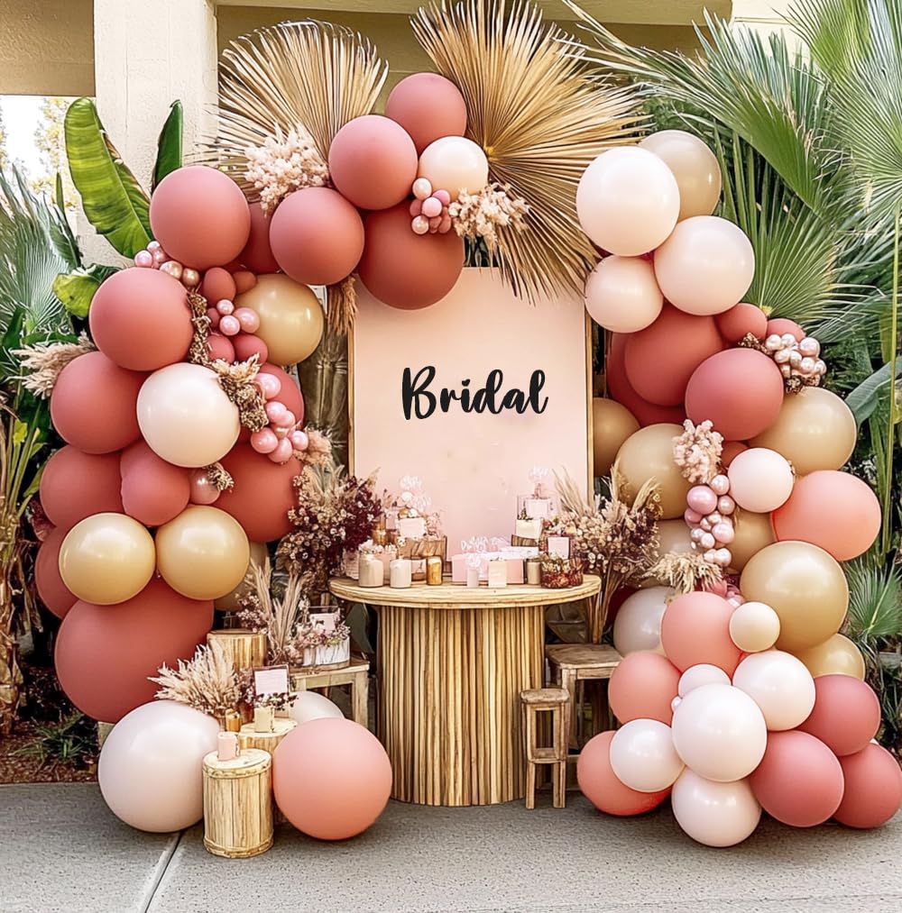 Dusty Pink Brown Balloon Garland Nude Tan Pink Rose Gold Metallic Double Stuffed Dusty Rose Mauve Blush Beige Balloon Arch Kit for Baby Shower Birthday Bridal Wedding Party Decoration