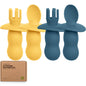 KeaBabies 4-Pack Silicone Baby Spoons and Forks Set - Baby Led Weaning Utensils 6-12 Months, Self Feeding Toddler Spoon & Fork for Training, Teething, Easy to Hold, BPA-Free Silicone (Roseate)