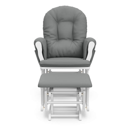 Storkcraft Premium Hoop Glider and Ottoman (Espresso Base, Gray Cushion) – Padded Cushions with Storage Pocket, Smooth Rocking Motion, Easy to Assemble, Solid Hardwood Base
