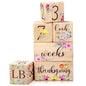 Sintuff 6 Pcs Baby Monthly Milestone Blocks Set Flower Natural Wooden Newborn Age Blocks with Week Month Year Grade Day Baby Age Photo Props for Girls Boys Shower Birthday Gift Decor